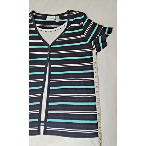 Alfred Dunner Striped Sweater Short Sleeve With Rhinestones Size Large - Picture 3 of 8